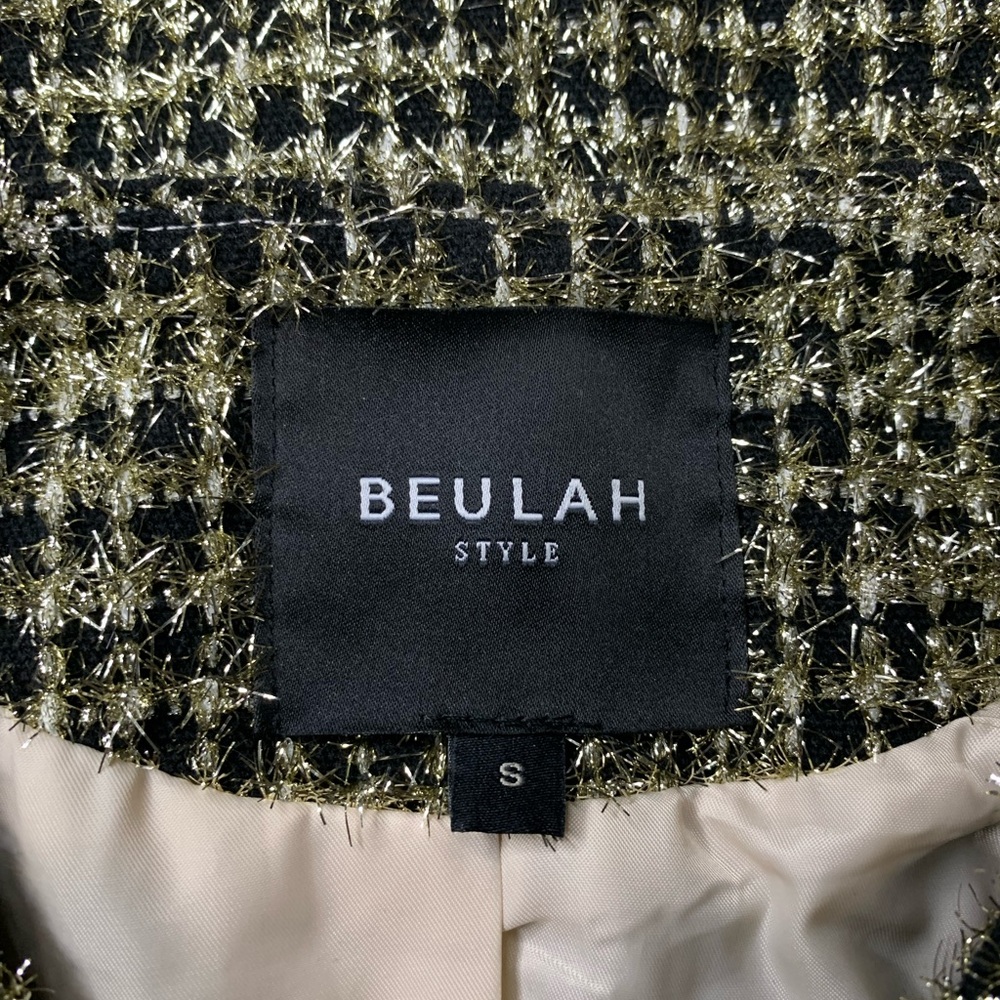 Beulah style black/gold tweed jacket , long sleeves, front closure Size S - Picture 12 of 14